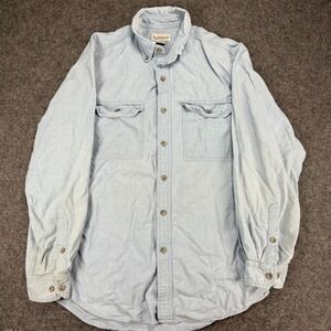 Carhartt Mens Light Blue Denim Shirt Button Up Long Sleeve Casual Top STAINED
